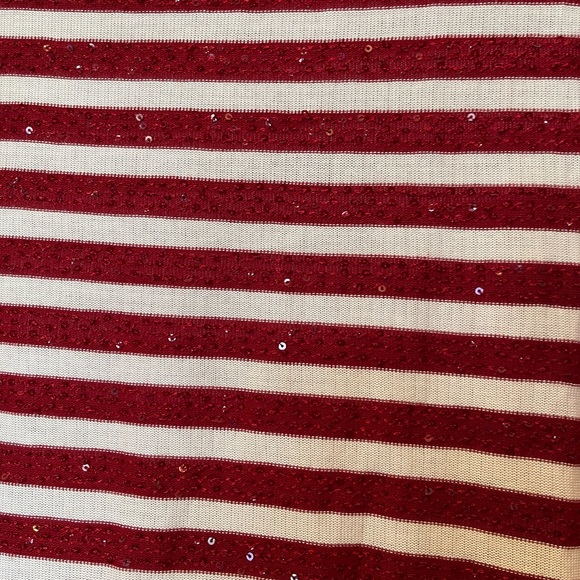 Talbots Red & White Stripe Sequins Christmas Sparkle Holiday Festive Top Size M - Picture 4 of 7